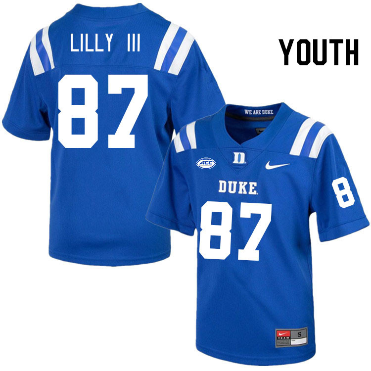 Youth #87 Beau Lilly III Duke Blue Devils College Football Jerseys Stitched Sale-Royal